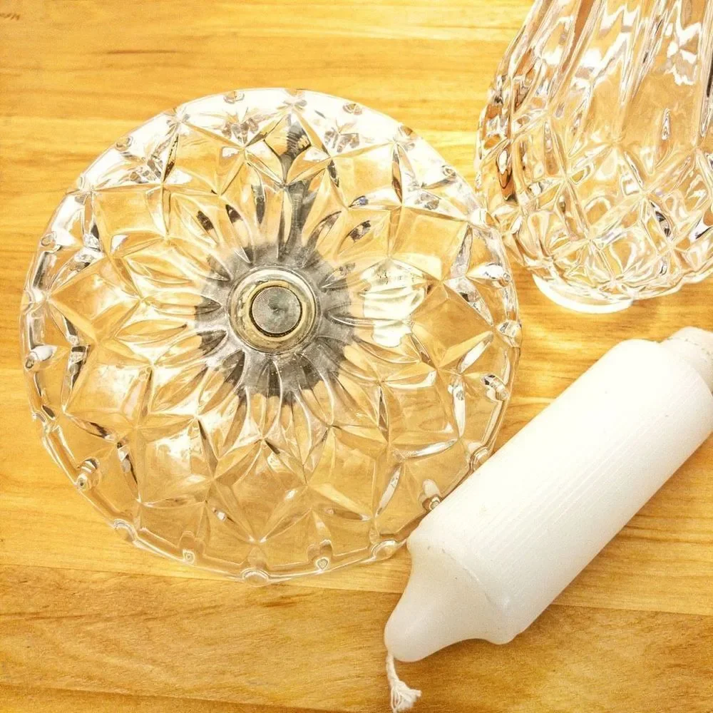 Vintage European Collection Lead Crystal Hurricane Globe Chamber Candlestick